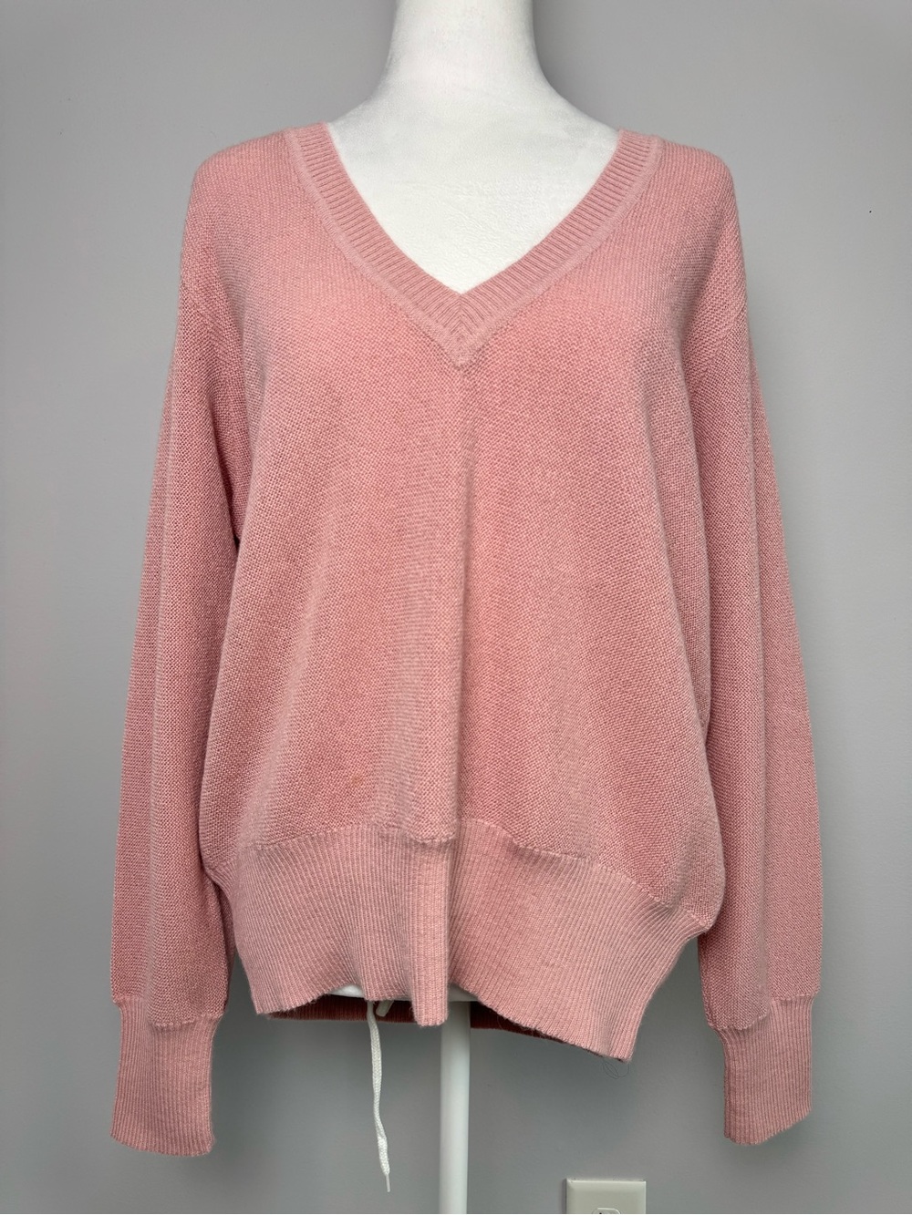 Peruvian Connection 100% Alpaca Deep V-Neck Sweater XL Pink Knit Soft Cozy